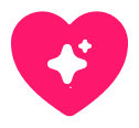 Pink heart with white sparkle icon