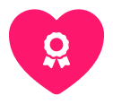 Pink heart with award ribbon