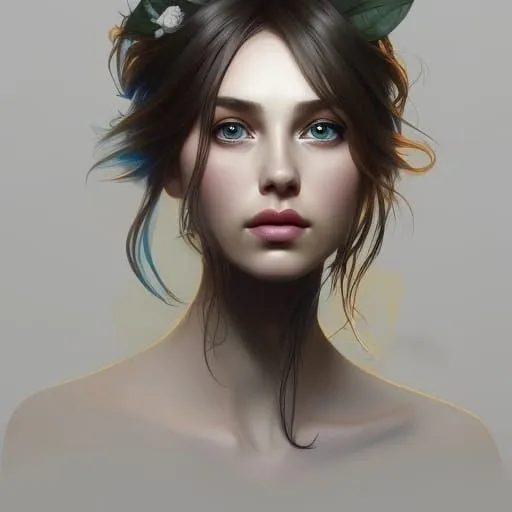 Portrait of a young woman with striking eyes and soft lighting.